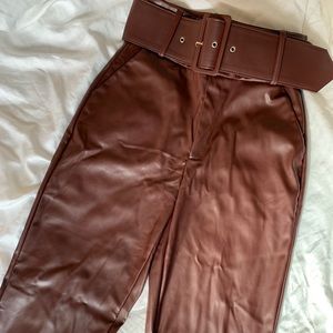 Wide leg Chocolate leather pants
